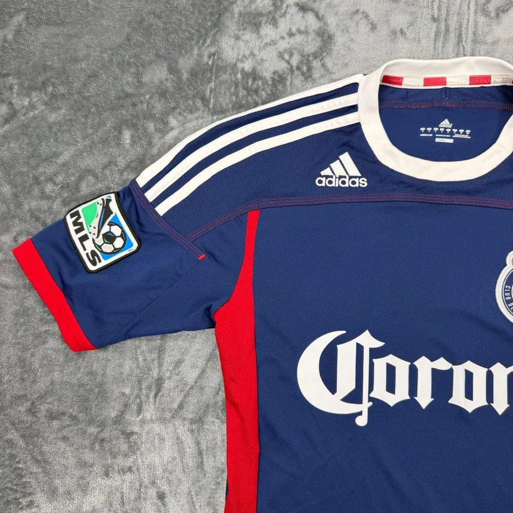 Rare Adidas 2013 Chivas USA MLS Soccer Jersey Mens Small Blue Corona Meerschaert